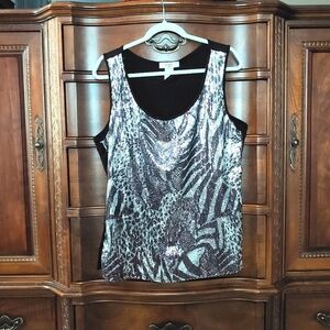 Moa Moa woman sleeveless sequin top. Black/silver. Size 3X